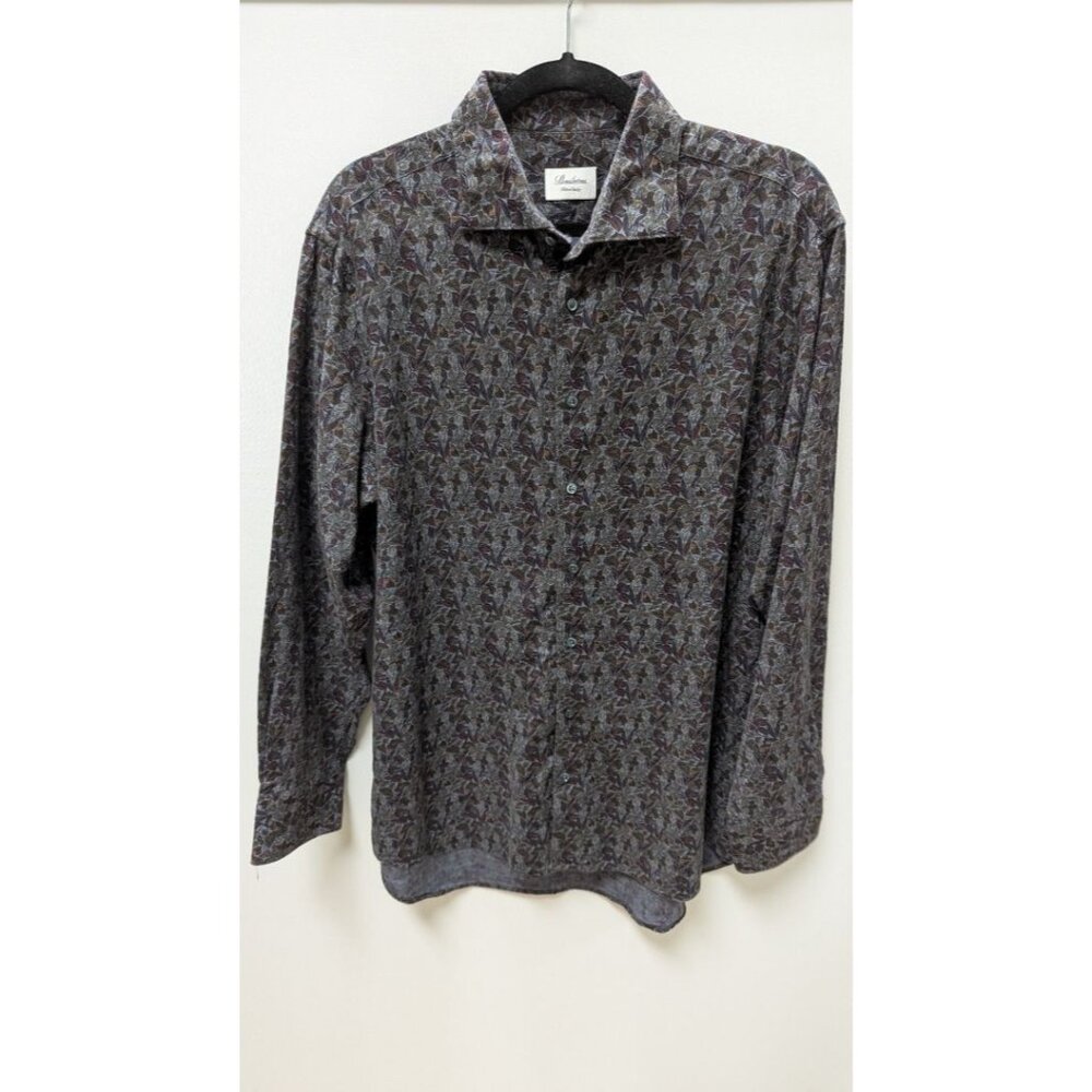Stenstroms Dark Grey/Maroon Floral Button-Down Shirt